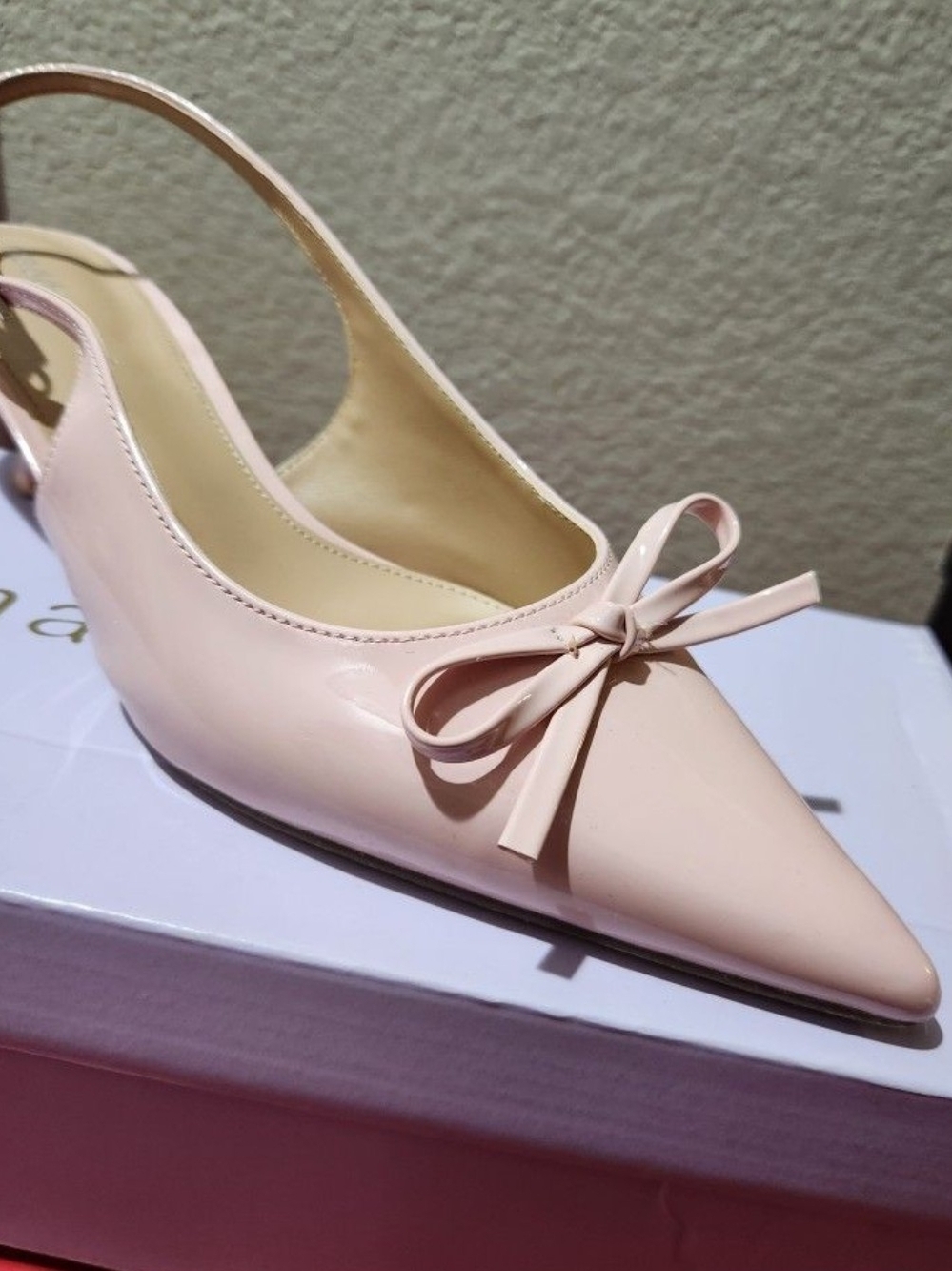 Pointed Slingback Bow Pump - Blush Pink